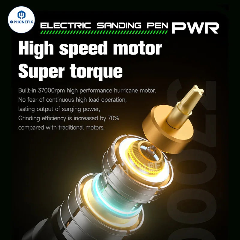 PhoneFix PCB grinding tool PWR sanding pen used for polishing phone PCB, CPU, and IC components for electronic repairs.
