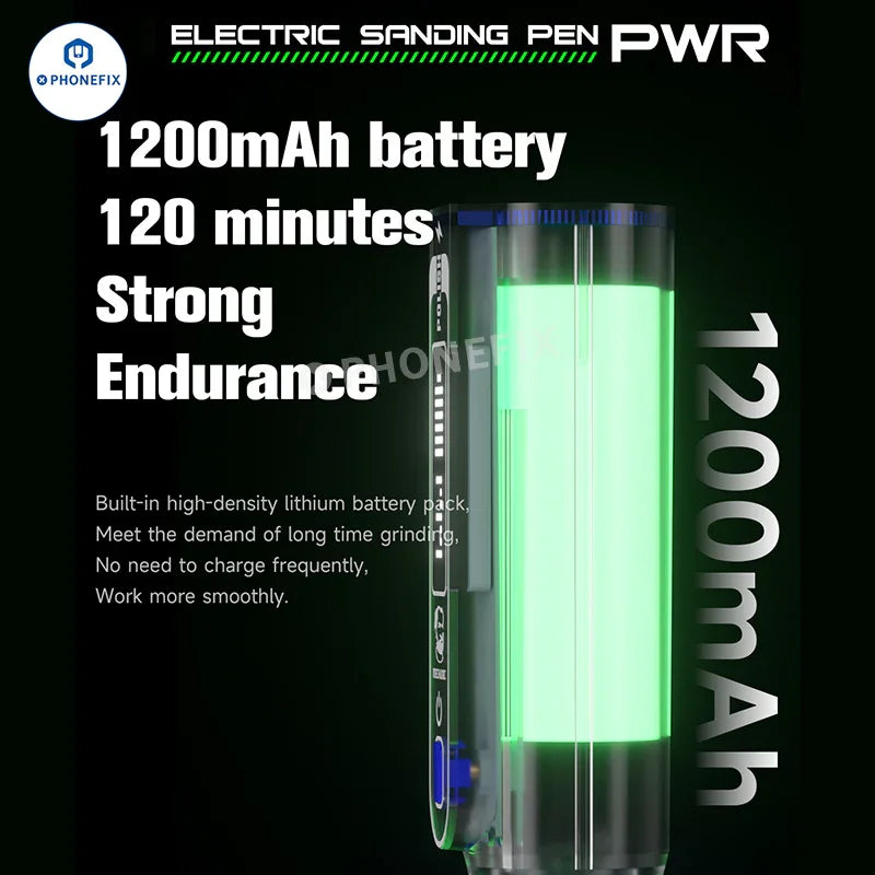 PhoneFix PWR Grinding Pen for polishing phone PCB, CPU, and IC components, a precision PCB grinding and polishing tool.