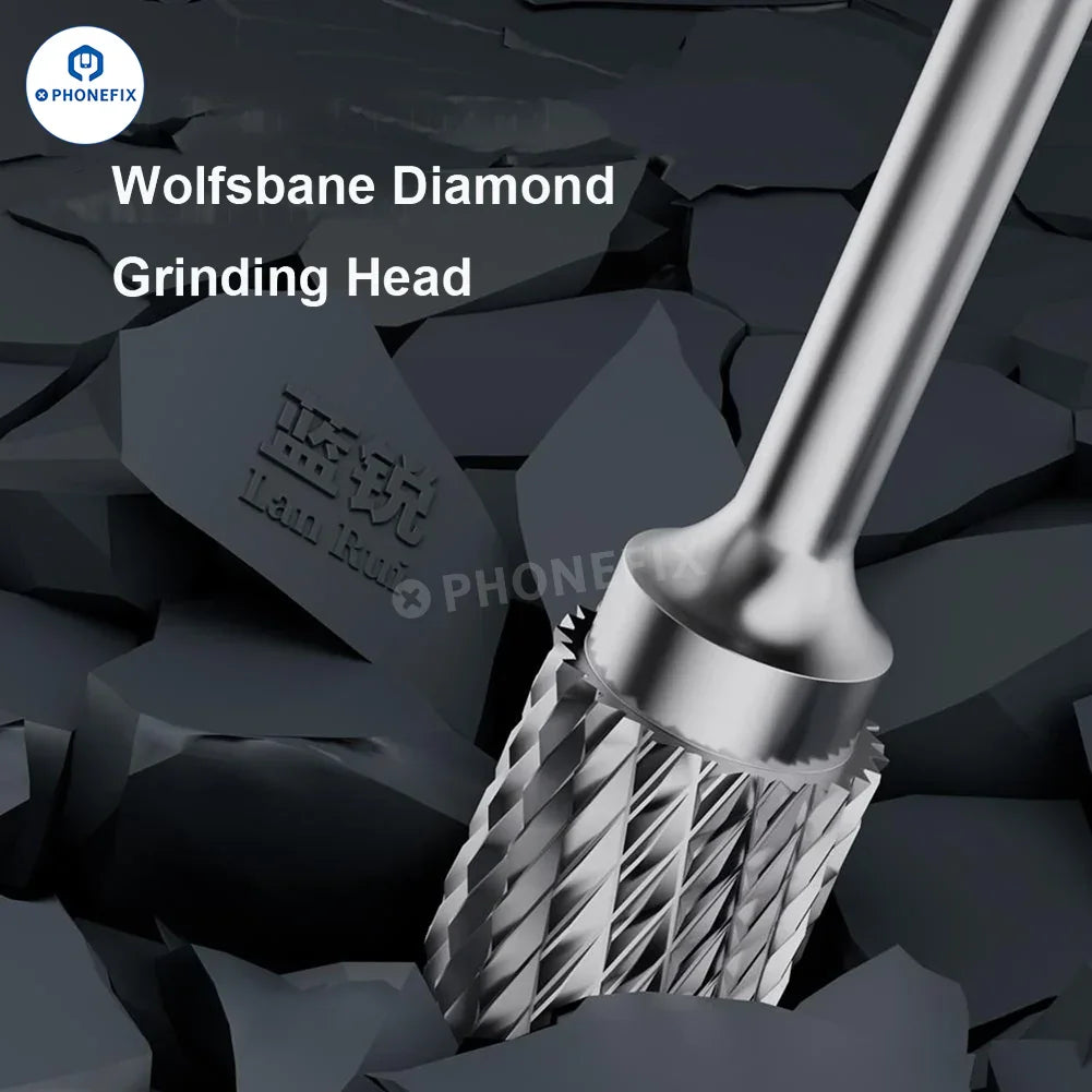 LANRUI diamond grinding head from PHONEFIX for iPhone camera frame removal, PCB grinding tool with precision diamond tip.