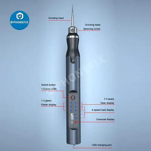PHONEFIX portable engraving tool, DIY electric rechargeable polishing and grinding pen for PCB work and detailed electronics crafting.