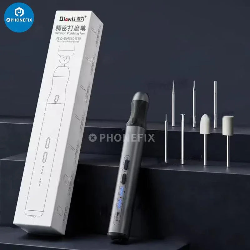 Portable PHONEFIX PCB engraving and polishing tool, rechargeable electric grinding pen for DIY electronics repair and detailing.