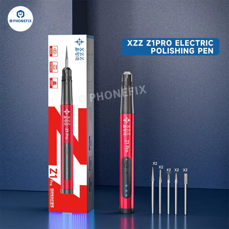 PHONEFIX XZZ Z1 Pro electric polishing pen for PCB and IC grinding, handheld electronic repair tool with precision tip.