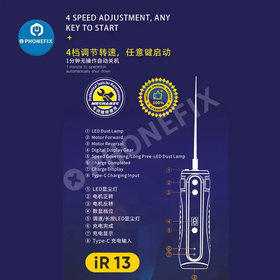 PhoneFix Mechanic 6-in-1 iR13 PCB grinding tool for OCA glue cleaning, grinding, and cutting, ideal for electronics repair.
