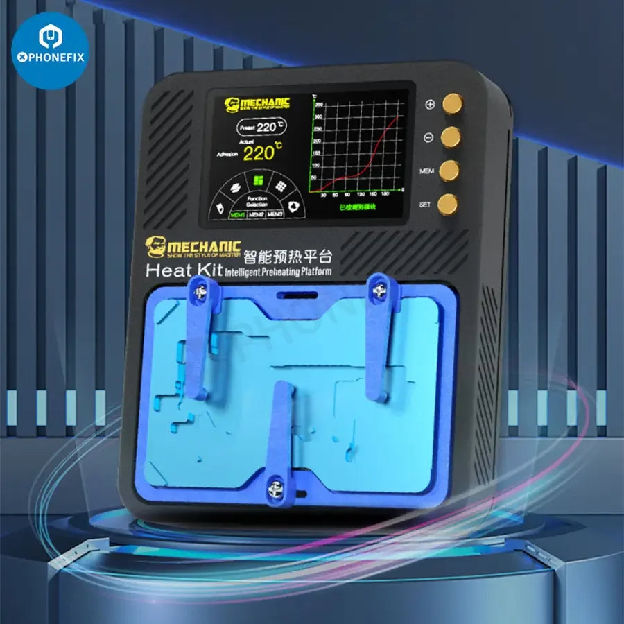 PHONEFIX PCB heating platform for reflow soldering and preheating, used in electronics repair and rework processes.