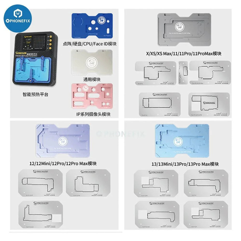 PHONEFIX kit de chauffage mécanique pour circuit imprimé, plateforme de chauffage pour le soudage par refusion et le préchauffage, avec commandes numériques et conception compacte.