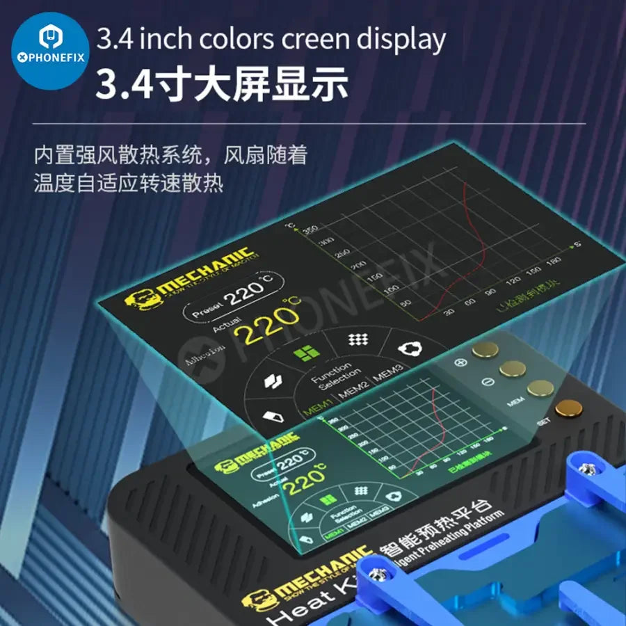 Kit de chauffage mécanique PhoneFix, plateforme de préchauffage pour le soudage par refusion de circuits imprimés, idéale pour les réparations électroniques et les tâches de soudage précises.