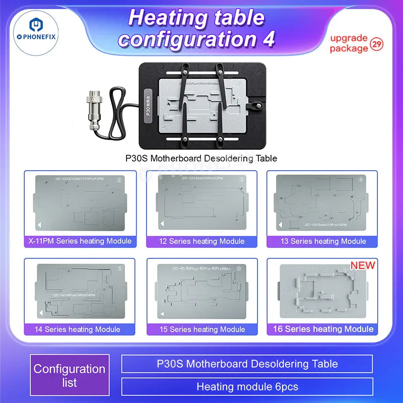 i2C P30S PCB heating desoldering platform for iPhone X to 16 Pro Max, used for precise PCB heating and desoldering repairs.