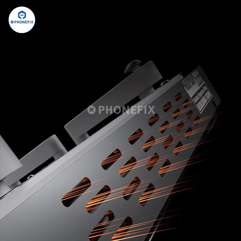 PhoneFix PCB heating platform for iPhone X to 16 Pro Max, air desoldering station used for precise electronic component removal.