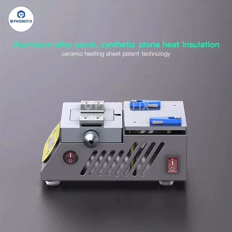 PHONEFIX HMT-X1 PCB Heating Platform for motherboard layering chip glue removal, with a flat heating surface and control panel.