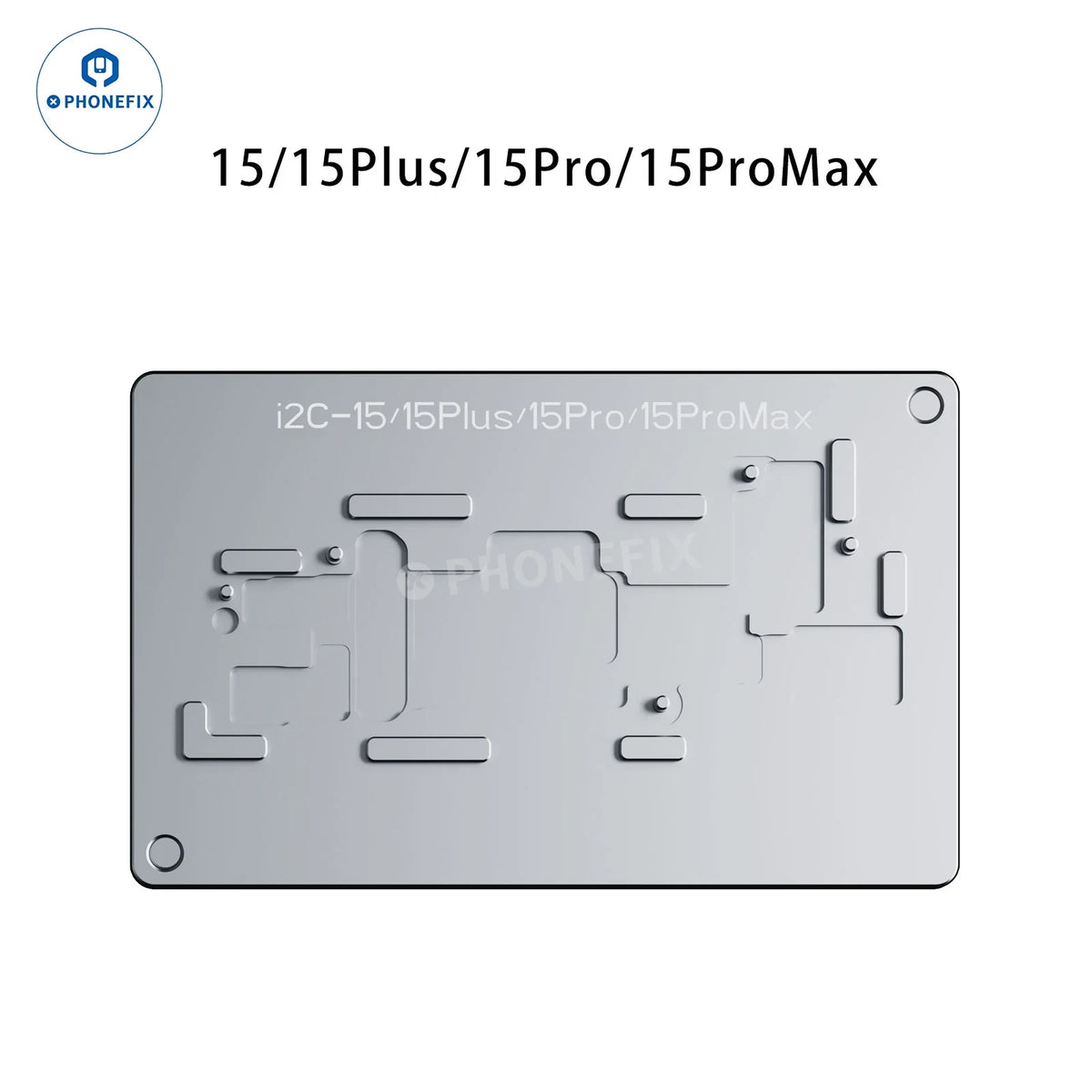 PhoneFix I2C T18 motherboard layered desoldering station with PCB heating platform for iPhone X to 16 Pro Max, includes 5 molds and US plug