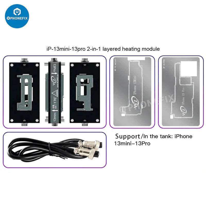 PHONEFIX HT007 motherboard layered soldering station with PCB heating platform for iPhone X to 17 Pro Max repair.