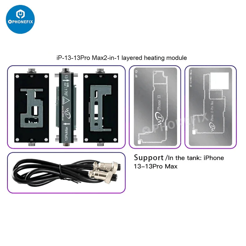 PHONEFIX HT007 motherboard layered soldering station with PCB heating platform for iPhone X to 17 Pro Max repair.