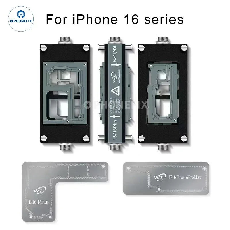 PhoneFix HT007 motherboard layered soldering station for iPhone X to 17 Pro Max, PCB heating platform with mold set for precise repairs.