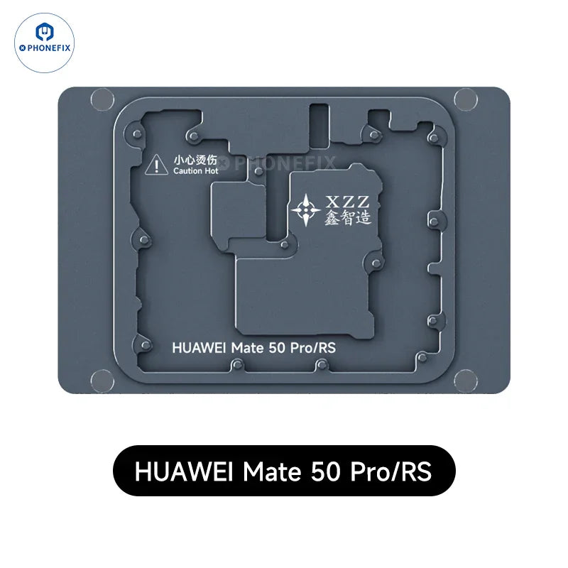 HUAWEI Mate 50 Pro Android phone motherboard heating module on PHONEFIX PCB heating platform for reballing repair.