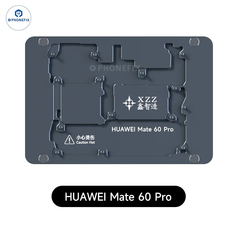 HUAWEI Mate 60 Pro PCB heating platform for Android phone motherboard reballing by PHONEFIX, used for rework and repair.