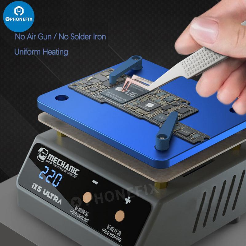 Mechanic IX5 Ultra Heating Platform for PCB welding, universal PCB heating table by PHONEFIX, with a flat surface and control panel.