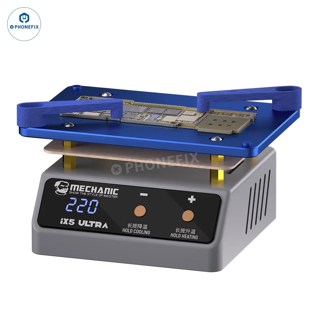PhoneFix Mechanic IX5 Ultra PCB Heating Platform for precise universal PCB welding and soldering, featuring a sturdy, flat heating surface.