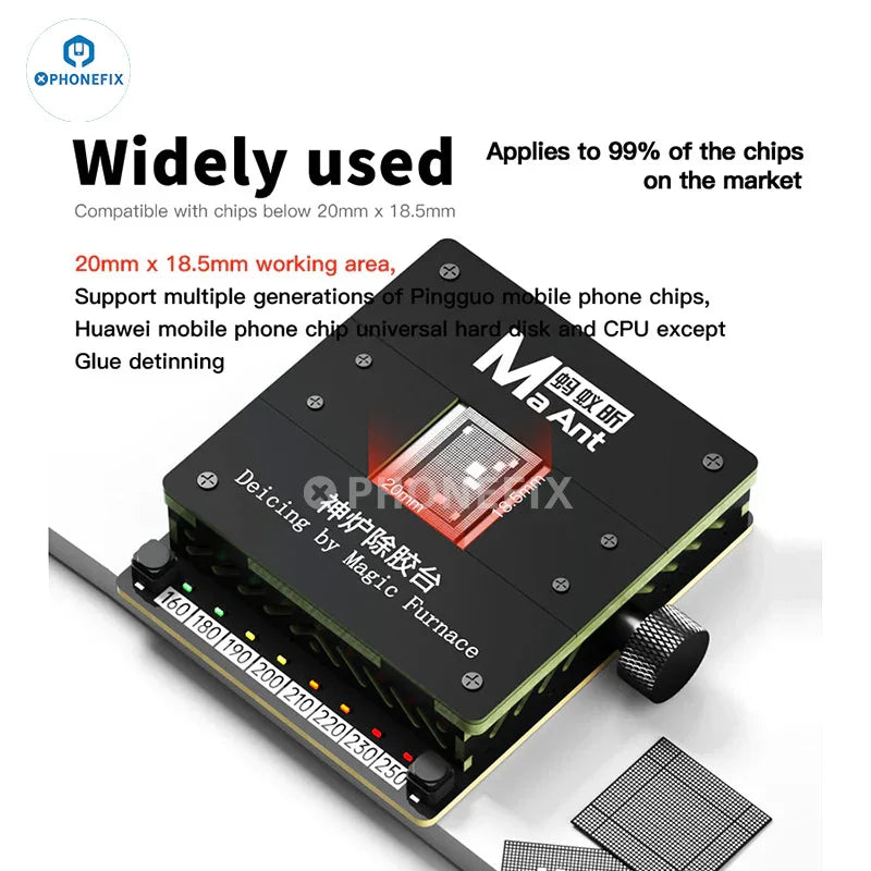 PHONEFIX MaAnt SL-2 PCB heating platform for constant temperature glue removal, featuring a flat heating surface and control panel.