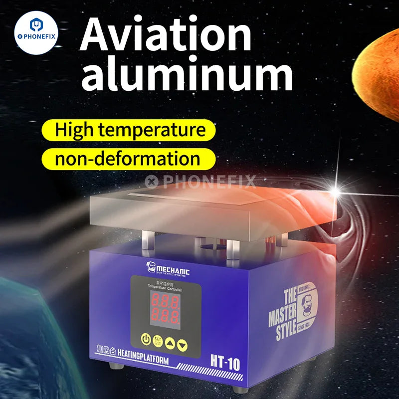PHONEFIX Mechanic HT-10 digital PCB heating platform with constant temperature control and sturdy heating table surface.