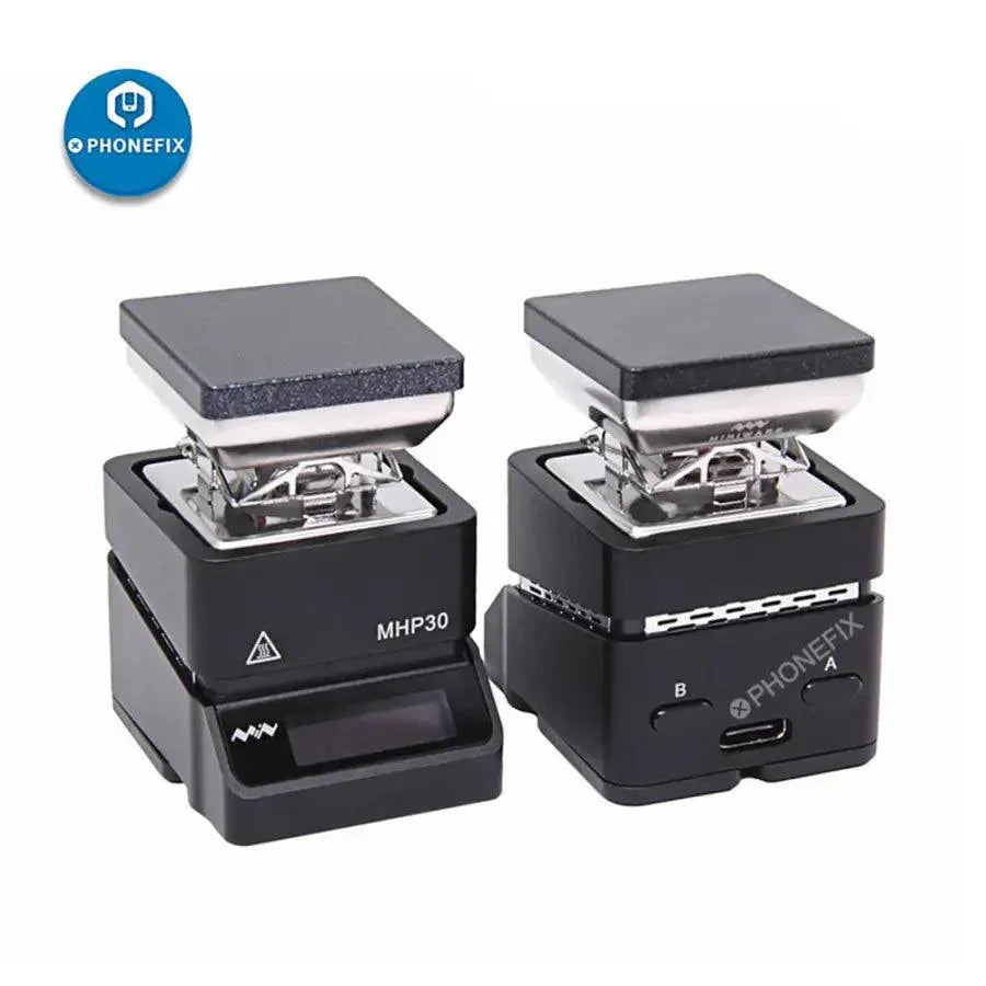 Plateforme chauffante miniature MHP30 de PHONEFIX pour le préchauffage des composants PCB BGA IC, compacte et précise pour la réparation électronique.