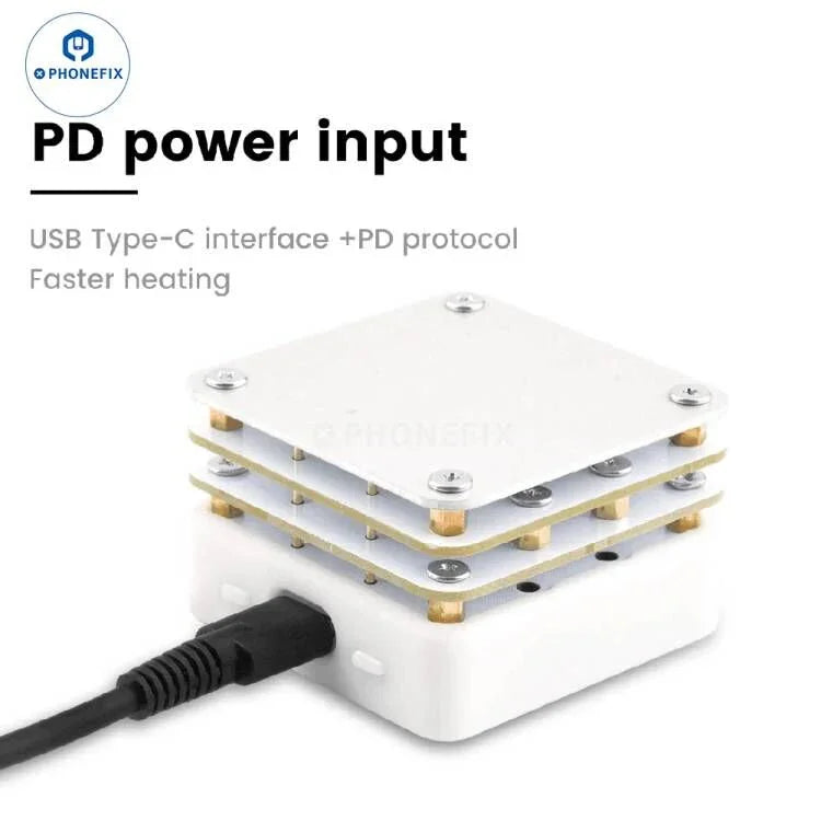 Plateforme chauffante PHONEFIX MHP30 Mini pour le préchauffage des composants BGA IC, appareil compact pour la réparation et le soudage de circuits imprimés.