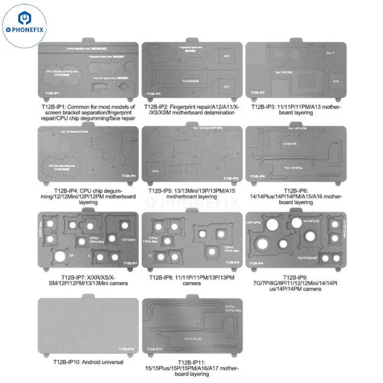 PHONEFIX SS-T12B PCB heating platform for Android and iPhone repair, 15-in-1 set, with US plug for motherboard heating.