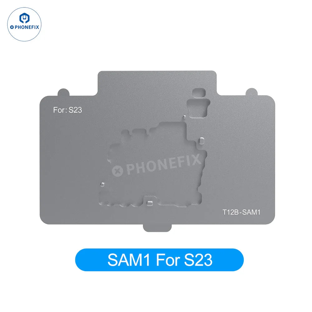 PhoneFix SS-T12B motherboard heater platform for Android and iPhone repair, showing the PCB heating platform with control elements.
