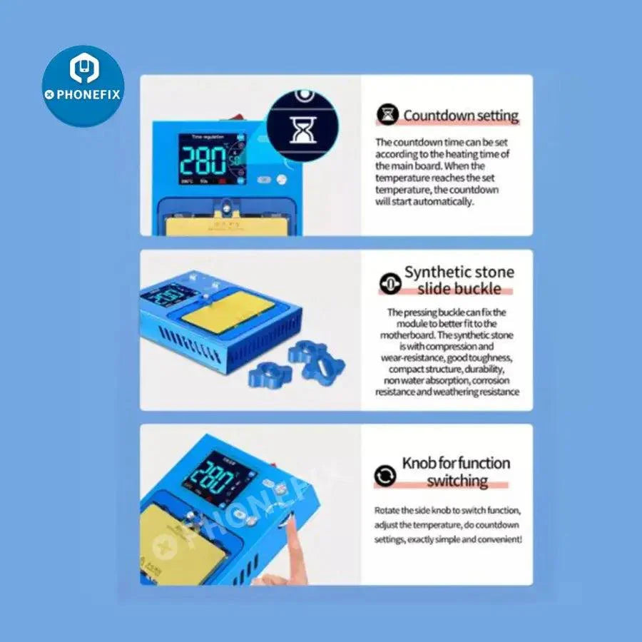 JC Aixun iHeater Pro PCB heating platform by PHONEFIX for phone board desoldering and preheating tasks.