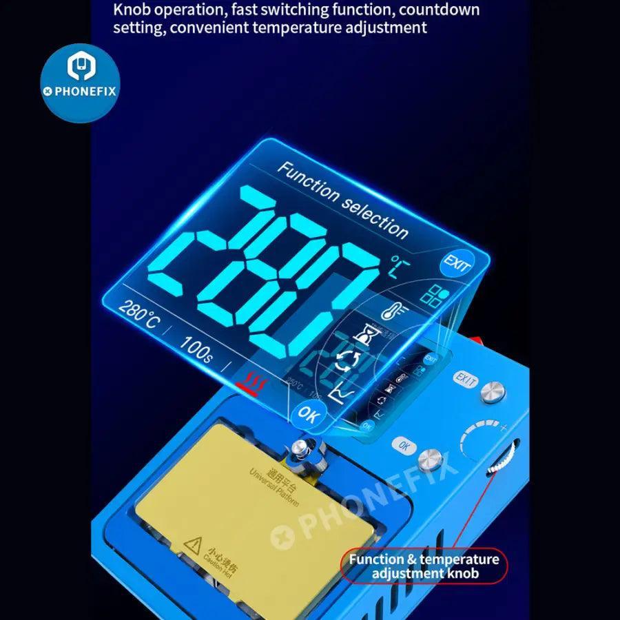 JC Aixun iHeater Pro PCB heating platform for phone board desoldering by PHONEFIX, with digital controls and heating surface.