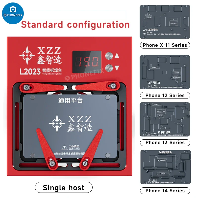 XZZ L2023 Intelligent Desoldering Station for iPhone X to Pro Max, PCB heating platform by PHONEFIX, used for electronic repairs.