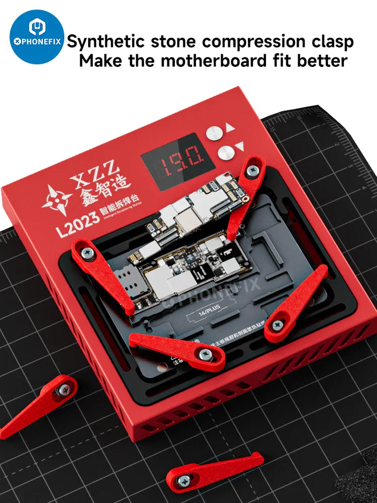 XZZ L2023 Intelligent Desoldering Station for iPhone X to Pro Max, PCB heating platform by PHONEFIX, used for electronic repairs.