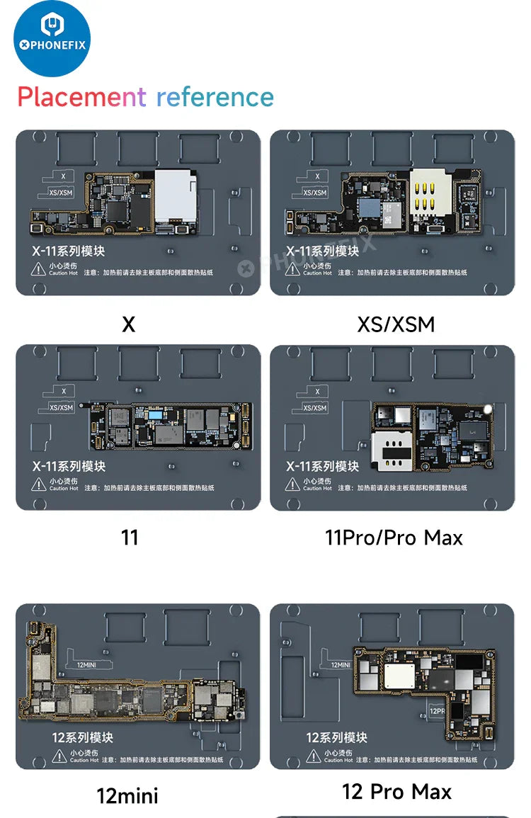 XZZ L2023 intelligent desoldering station with PCB heating platform for iPhone X-17 Pro Max by PHONEFIX, used for phone repair.