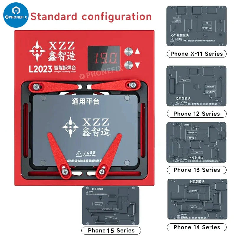 PHONEFIX XZZ L2023 intelligent desoldering station with PCB heating platform for iPhone X to Pro Max models.