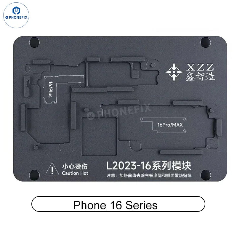 PhoneFix XZZ L2023 intelligent desoldering station with PCB heating platform for iPhone X to Pro Max models, featuring digital controls.