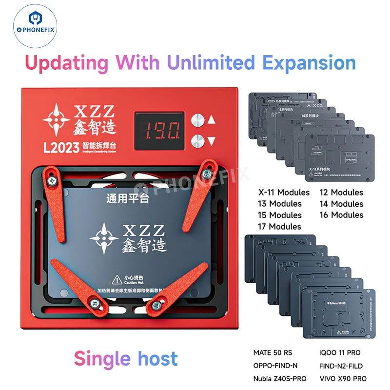 PHONEFIX XZZ L2023 intelligent desoldering station with PCB heating platform for iPhone X to Pro Max repair.