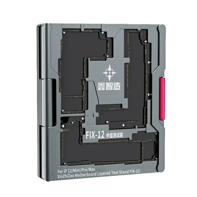 Xinzhizao iPhone PCB mid-level motherboard layer testing fixture by PHONEFIX, used for separating and inspecting PCB layers.