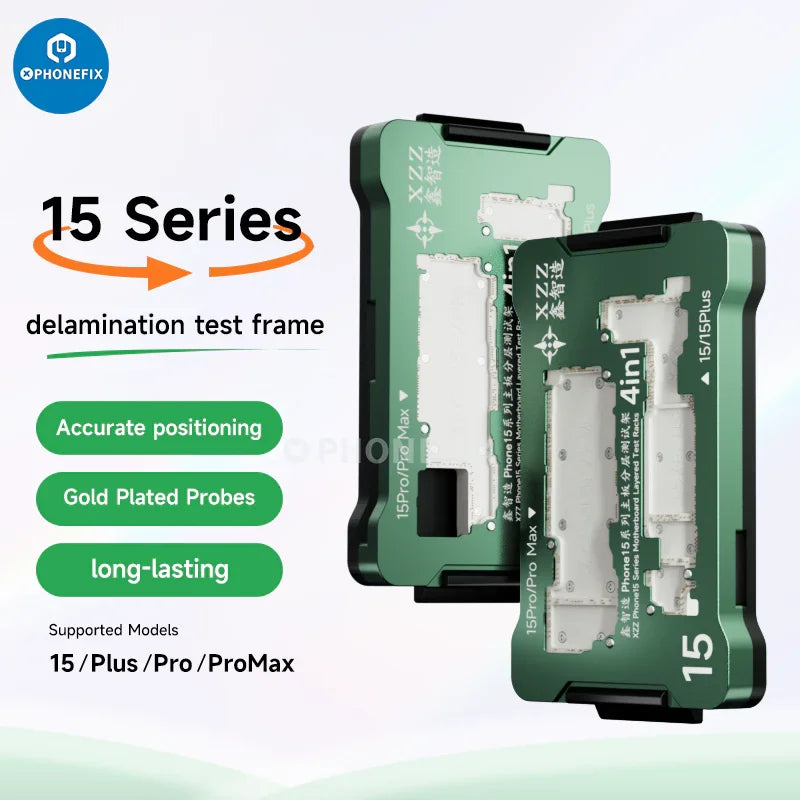 Bastidor de prueba por capas para placa base XZZ para iPhone X-16 Pro Max, dispositivo de separación de PCB de PHONEFIX, con abrazaderas metálicas y piezas ajustables.