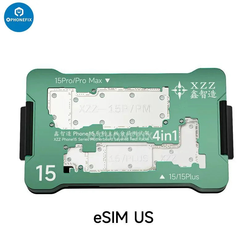 Estructura de prueba por capas para placas base PHONEFIX para iPhone X y 16 Pro Max, dispositivo de separación de PCB con alineación y soporte precisos.