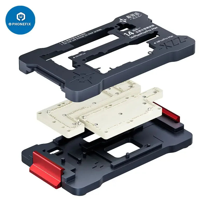 Xinzhizao 4-in-1 motherboard layered test fixture for iPhone 14 series, PCB separating fixture by PHONEFIX.
