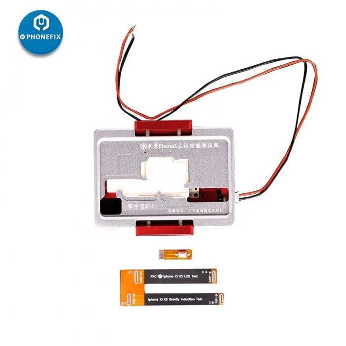 Phonefix WL C11 iSocket Jig double-layer test fixture for iPhone X logic board PCB separation and testing.