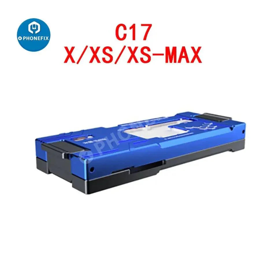 PHONEFIX MJ C18 C20 C23 C24 motherboard test fixture for iPhone X and 14 Pro Max, PCB separating fixture with electronic components.