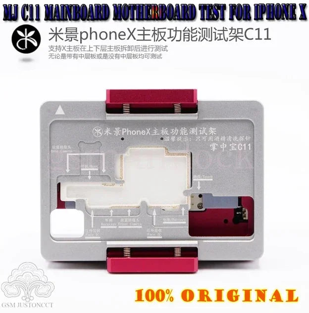 PHONEFIX MJ C18 C20 C23 C24 motherboard test fixture for iPhone X to 16 Pro Max, PCB separating fixture with metal components.