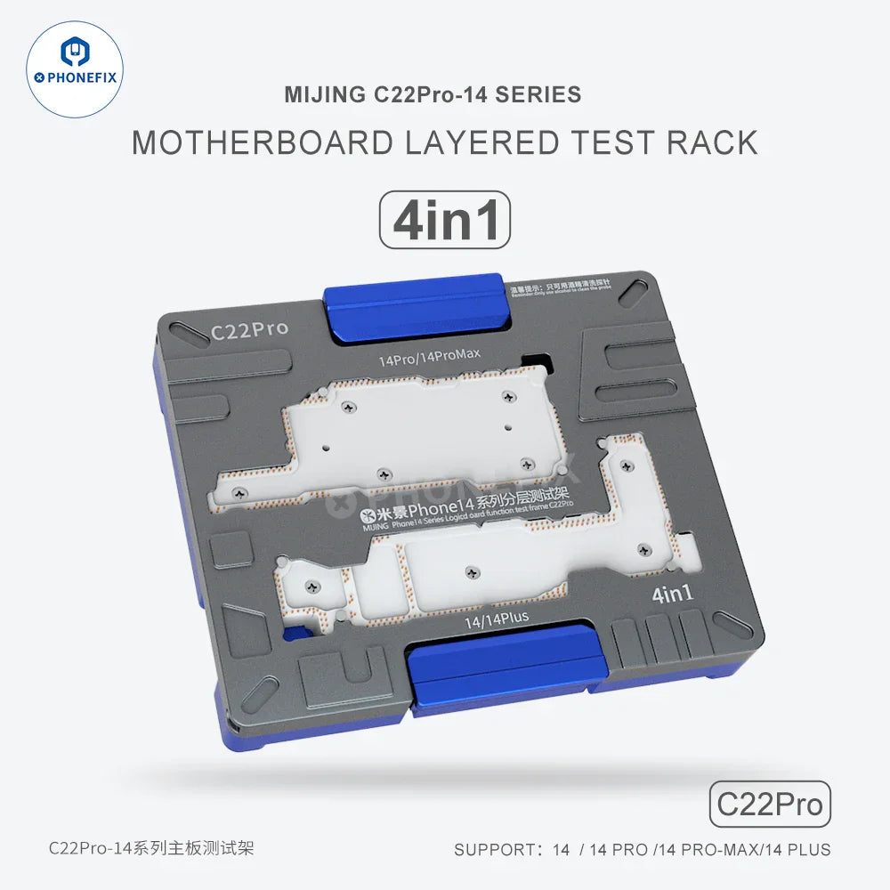 PHONEFIX MJ C18 C20 C23 C24 iPhone X to 16 Pro Max motherboard test fixture, PCB separating fixture for electronic repairs.