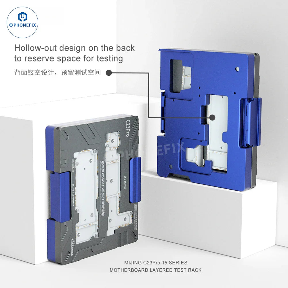 PHONEFIX MJ C18 C20 C23 C24 iPhone motherboard test fixture for PCB separation, compatible with iPhone X to 16 Pro Max.