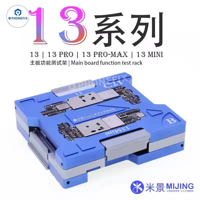 PHONEFIX MJ C18 C20 C23 C24 motherboard test fixture for iPhone X to 16 Pro Max, a PCB separating fixture for device repair.
