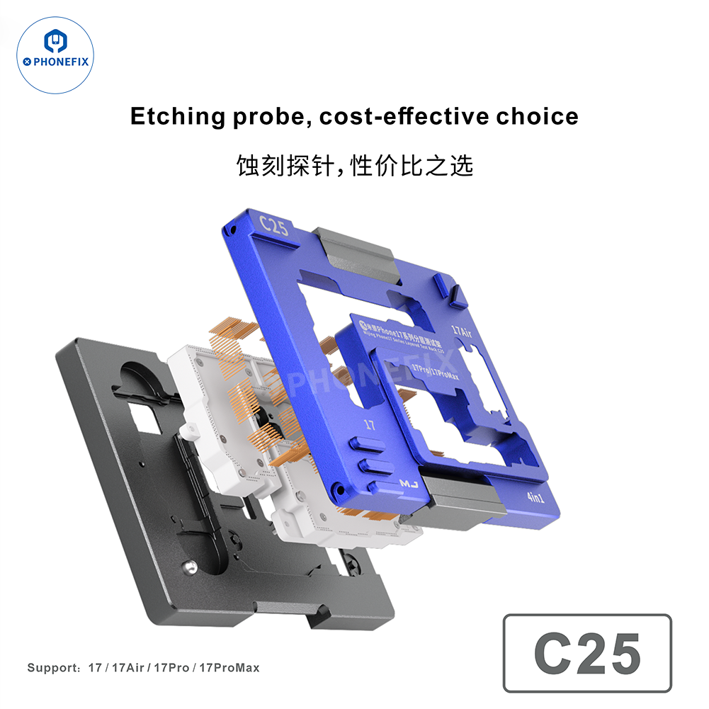 PHONEFIX MJ C18 C20 C23 C24 motherboard test fixture for iPhone X to 16 Pro Max, PCB separating fixture for device repair.