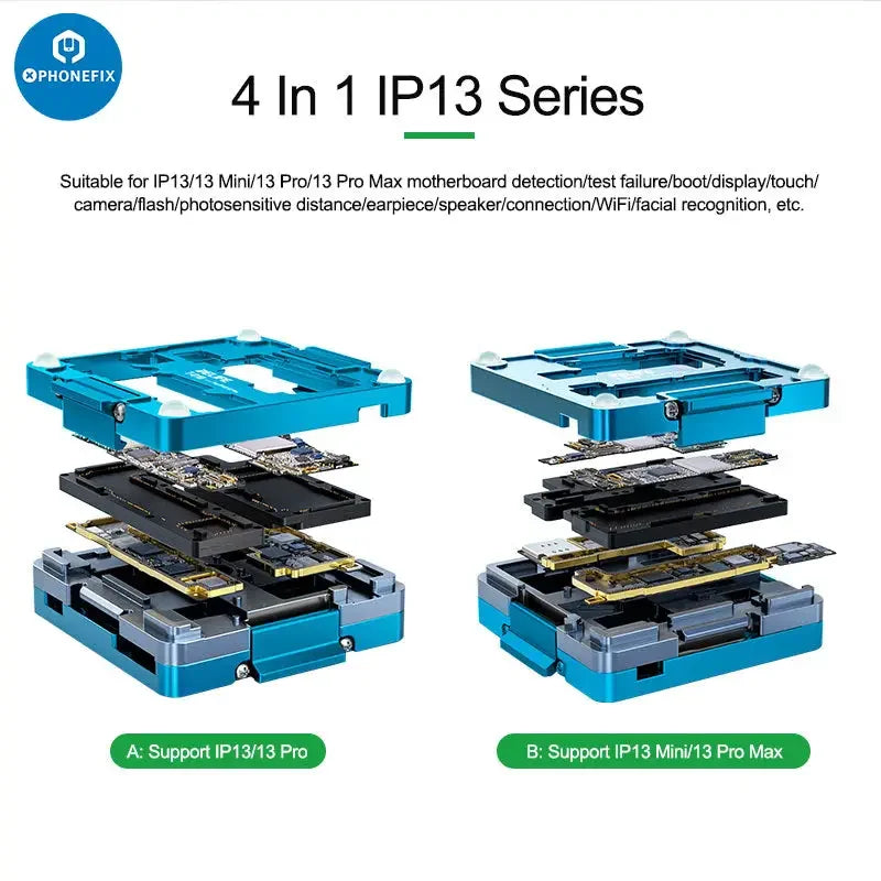 Relife T-010 4-in-1 middle motherboard tester for iPhone 13 Pro Max, a PCB separating fixture from PHONEFIX.