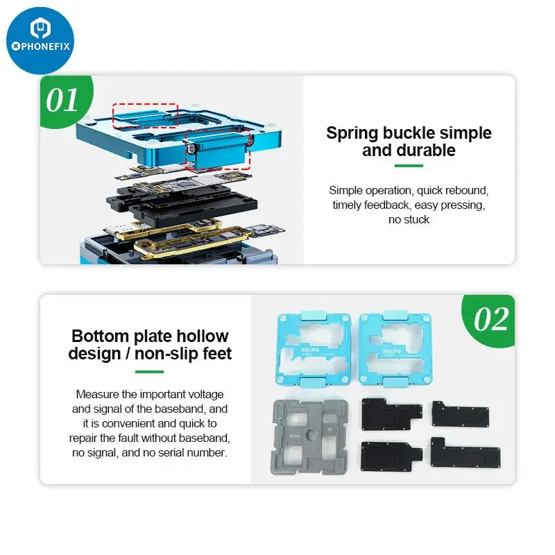 Relife T-010 4-in-1 middle motherboard tester for iPhone 13 Pro Max, PCB separating fixture, made by PHONEFIX.
