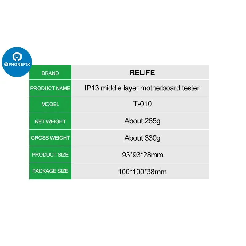 Relife T-010 4-in-1 middle motherboard tester for iPhone 13 Pro Max, PCB separating fixture by PHONEFIX.