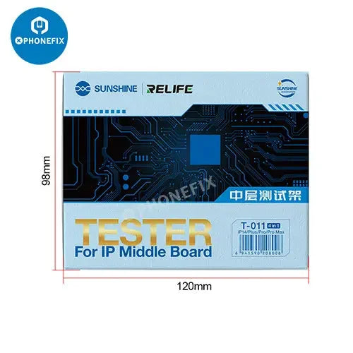 Testeur de carte mère de couche intermédiaire 4 en 1 Relife T-011 pour la série iPhone 14, dispositif de séparation de PCB par PHONEFIX.